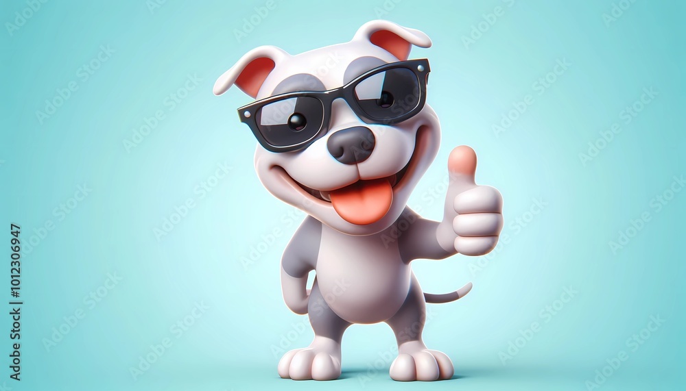 3D niedlicher Hund Daumen hoch 3D niedlicher Hund Daumen hoch