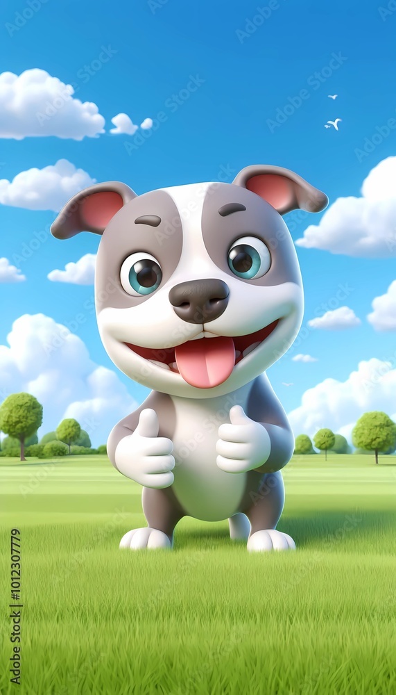 3D niedlicher Hund Daumen hoch 3D niedlicher Hund Daumen hoch