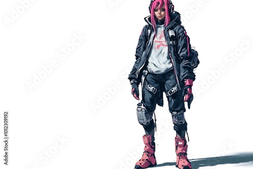 Cyberpunk Female Character Design, Futuristic Fashion Illustration