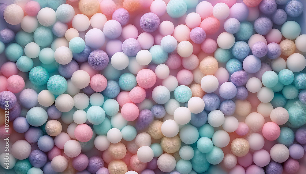 Many bright random pastel colored soft balls background. Colorful balls background for kids zone or children's playroom. Top view of huge pile of colorful balls in different sizes. Vector illustration Many bright random pastel colored soft balls background. Colorful balls background for kids zone or children's playroom. Top view of huge pile of colorful balls in different sizes. Vector illustration