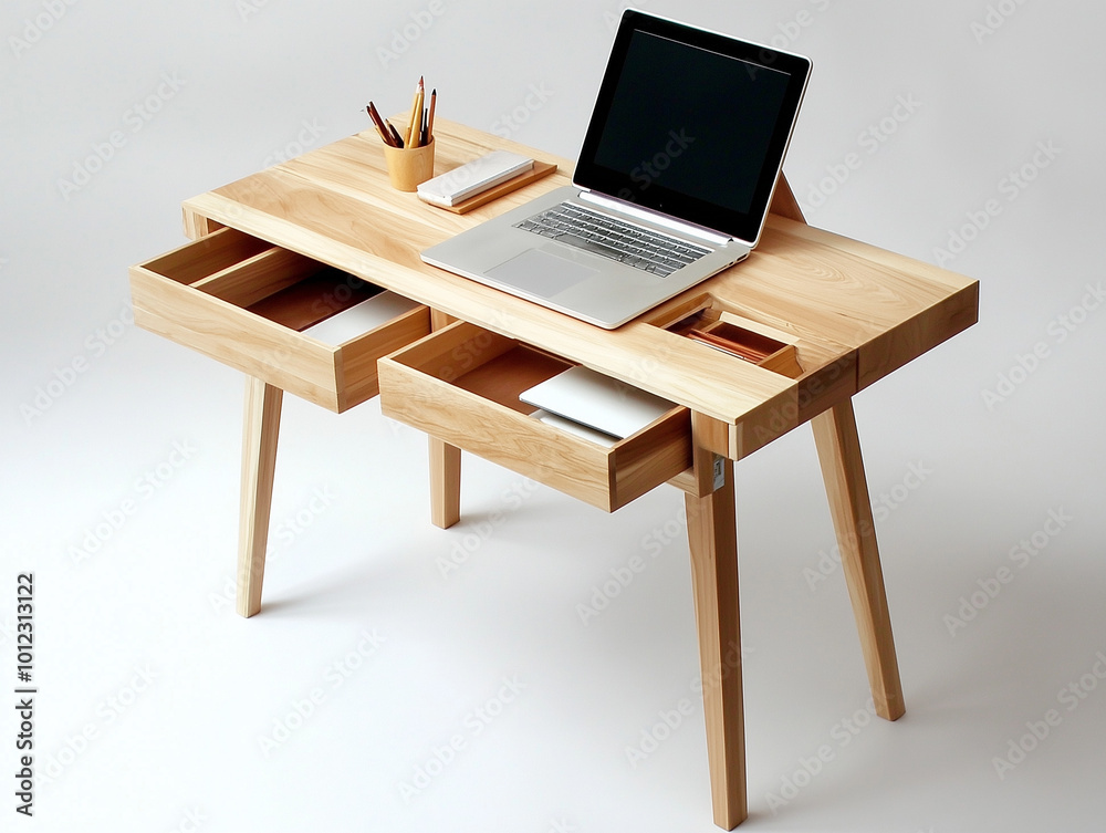 Fototapeta premium Ingenious Design: Multifunctional Study Table with Hidden Compartments