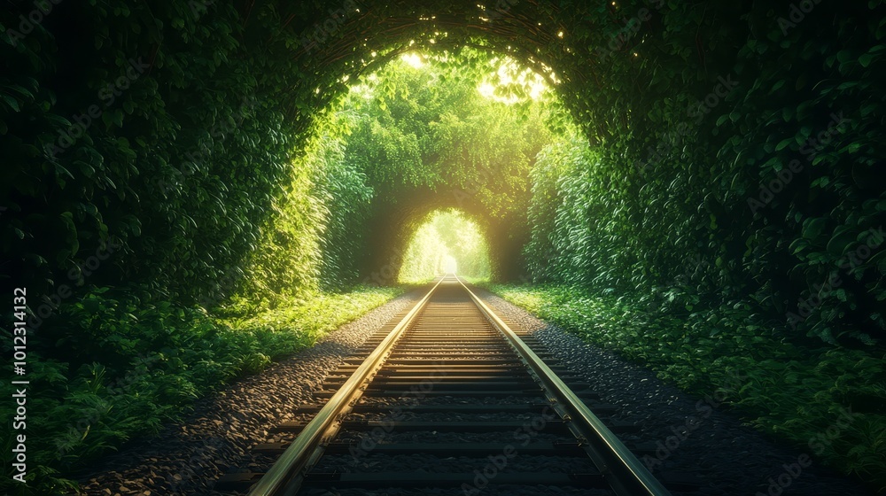 Fototapeta premium A tunnel with a train track in the middle