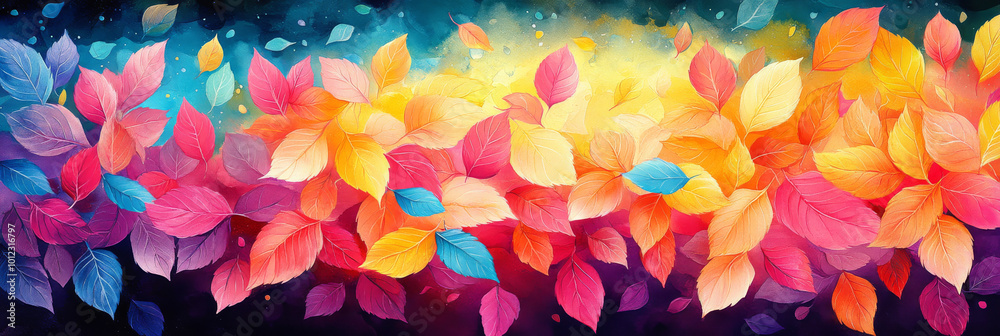 Vibrant autumn leaves in a colorful display. Vibrant autumn leaves in a colorful display.