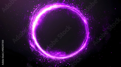 Purple abstract circle particle effect, ring with swirling particles visual effect layer overlay isolated black and transparent png background. Faerie Circle. Illustration photo