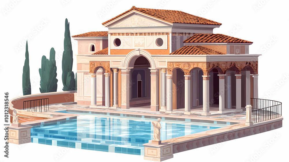 Roman bathhouse (thermae) of roman art isolated on transparent png ...