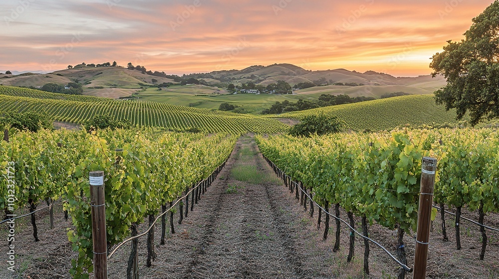 Serene Vineyard Landscape at Sunset Serene Vineyard Landscape at Sunset