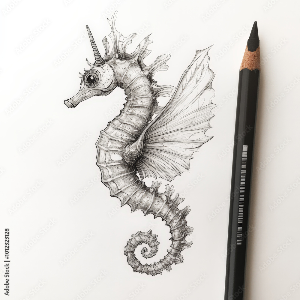 Fototapeta premium seahorse, animal, illustration, art, symbol, seahorse, golden, draw, vector, spine, tattoo, sea, design, decoration, fantasy, ornament, power
