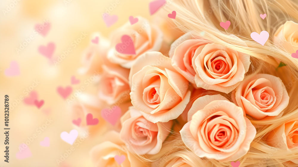 pink roses with flowers background