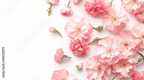 Soft Pink Flowers on White Background