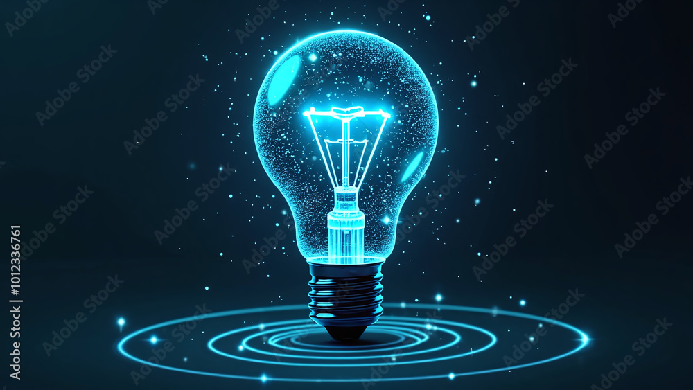 Glowing Light Bulb with Atomic Rings