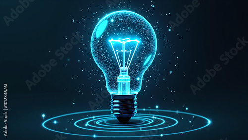 Glowing Light Bulb with Atomic Rings