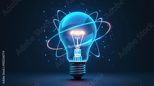 Glowing Light Bulb with Atomic Rings