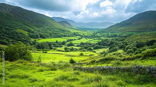 Serene Landscape View of Lush Green Valleys