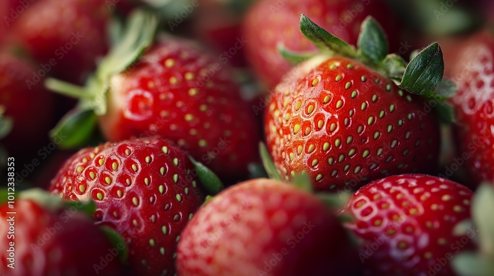 Close-Up of Fresh Red Strawberries: A Delectable Treat Close-Up of Fresh Red Strawberries: A Delectable Treat