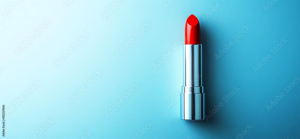 Red lipstick on blue background. Red lipstick on blue background.