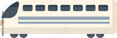 Minimalist vector illustration of a modern high speed train isolated on white background