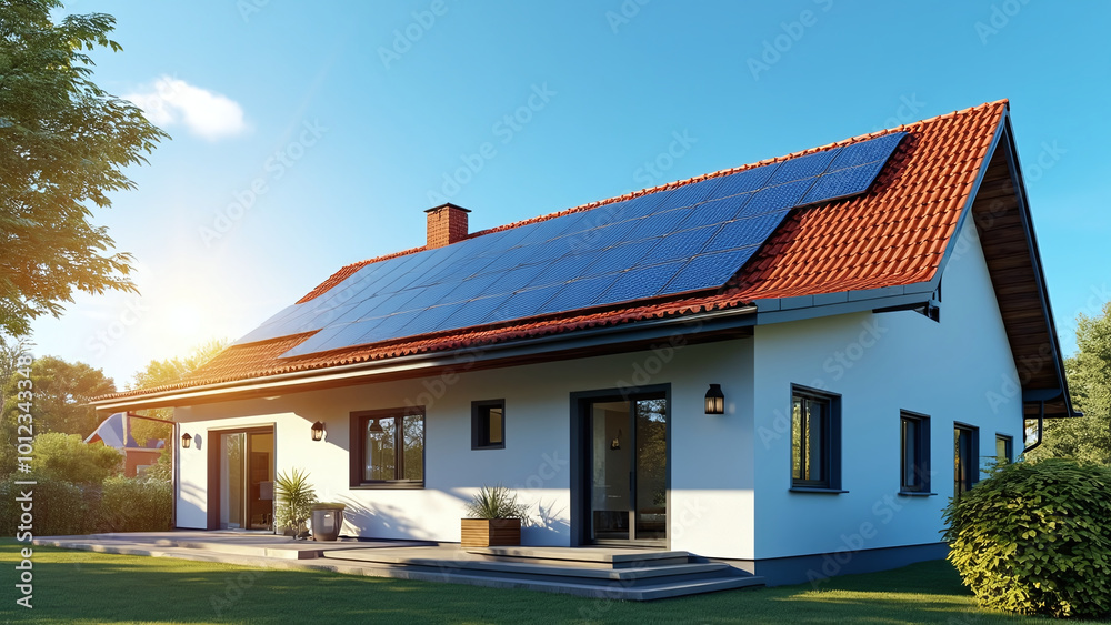 Modern House with Solar Panels Modern House with Solar Panels