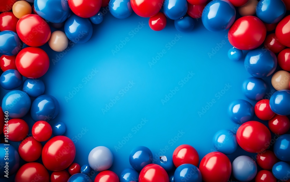 Bright blue and red background for a festive occasion, offering clear copy space in the middle for event or birthday messages Bright blue and red background for a festive occasion, offering clear copy space in the middle for event or birthday messages