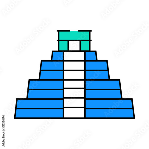 mayan temple line icon vector. mayan temple sign. isolated symbol illustration