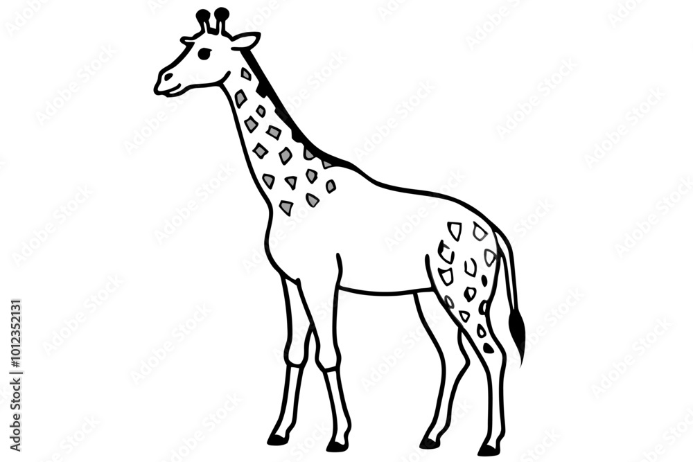 Naklejka premium Animal Giraffe Sublimation Designs - Vector, Cartoon, Clipart, Line Art for Graphics & Print, Animal giraffe sublimation, vector, cartoon, and clipart for digital graphics and print use