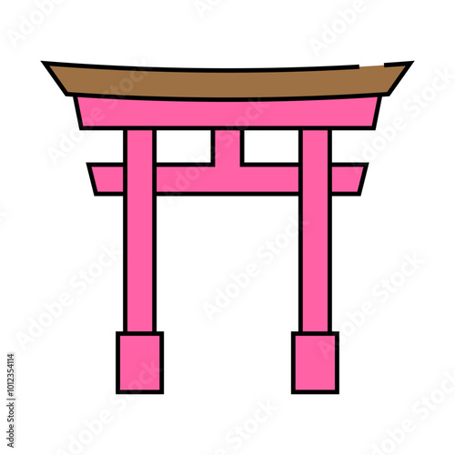torii gate line icon vector. torii gate sign. isolated symbol illustration