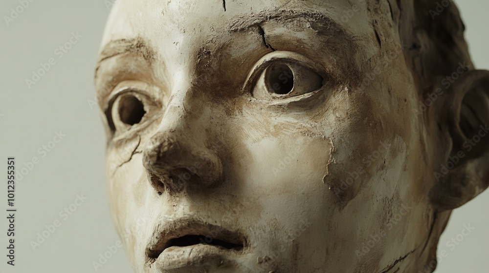 Fototapeta premium Close-Up Portrait Sculpture: A Study in Texture and Expression