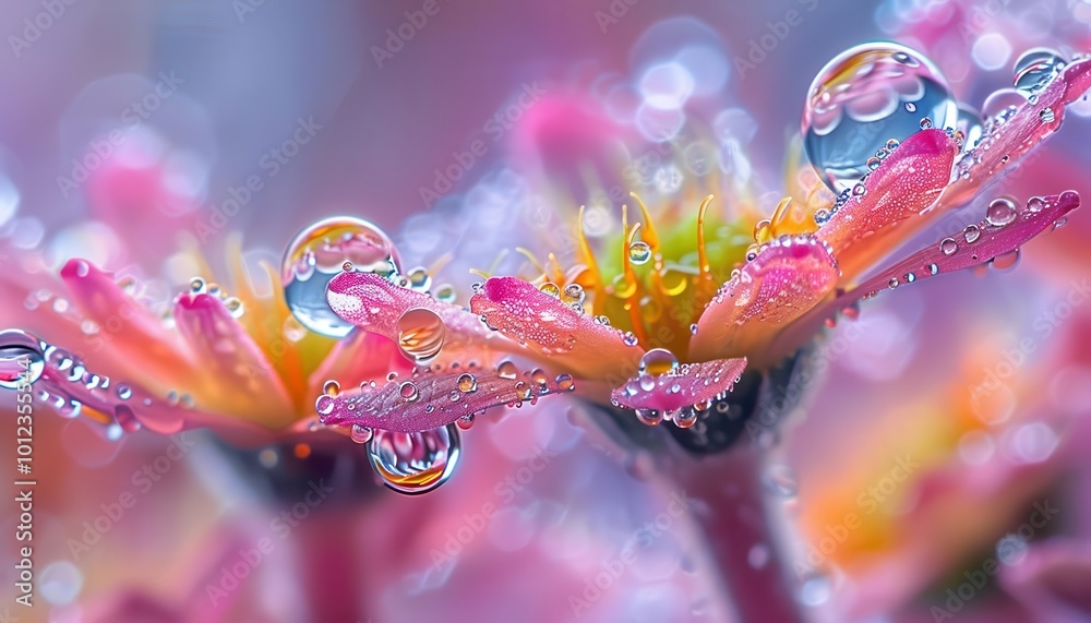 Water droplets with intricate reflections, artistic and delicate, Nature, Soft tones, Photograph, Macro detail Water droplets with intricate reflections, artistic and delicate, Nature, Soft tones, Photograph, Macro detail