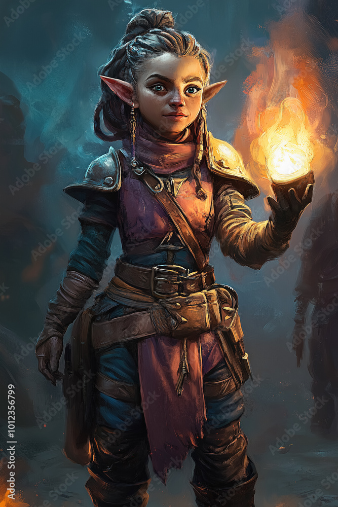 Obraz premium Painting of a femal gnome cleric