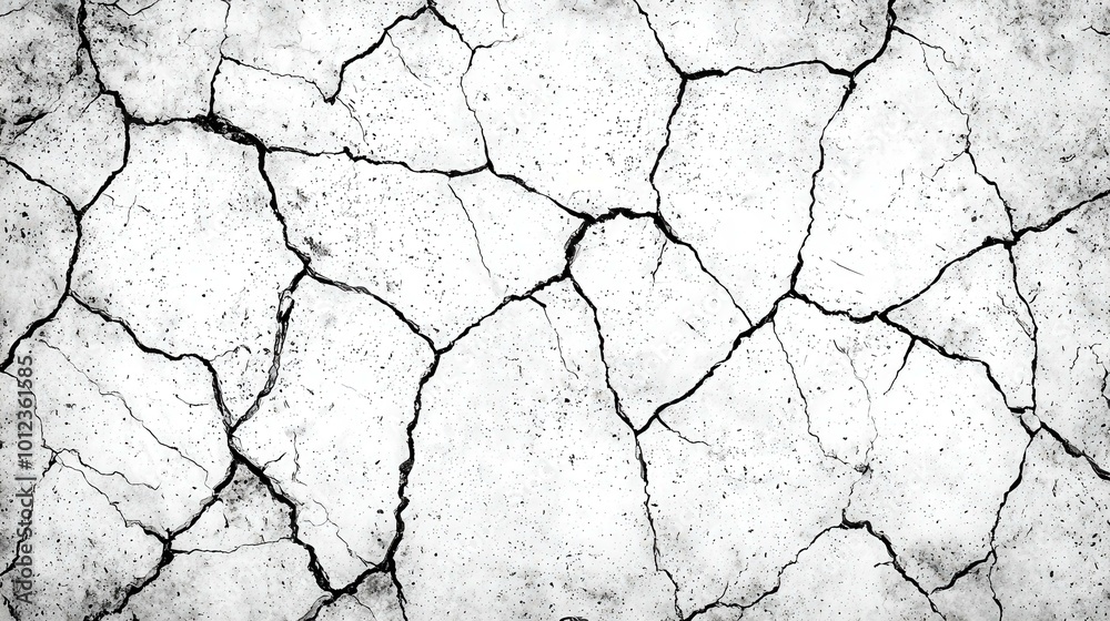 Fototapeta premium Symmetrical Cracked Concrete Texture in Monochrome Intricate Rough Surface Pattern