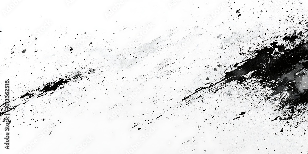 Obraz premium Abstract black and white paint splatter on a white background.