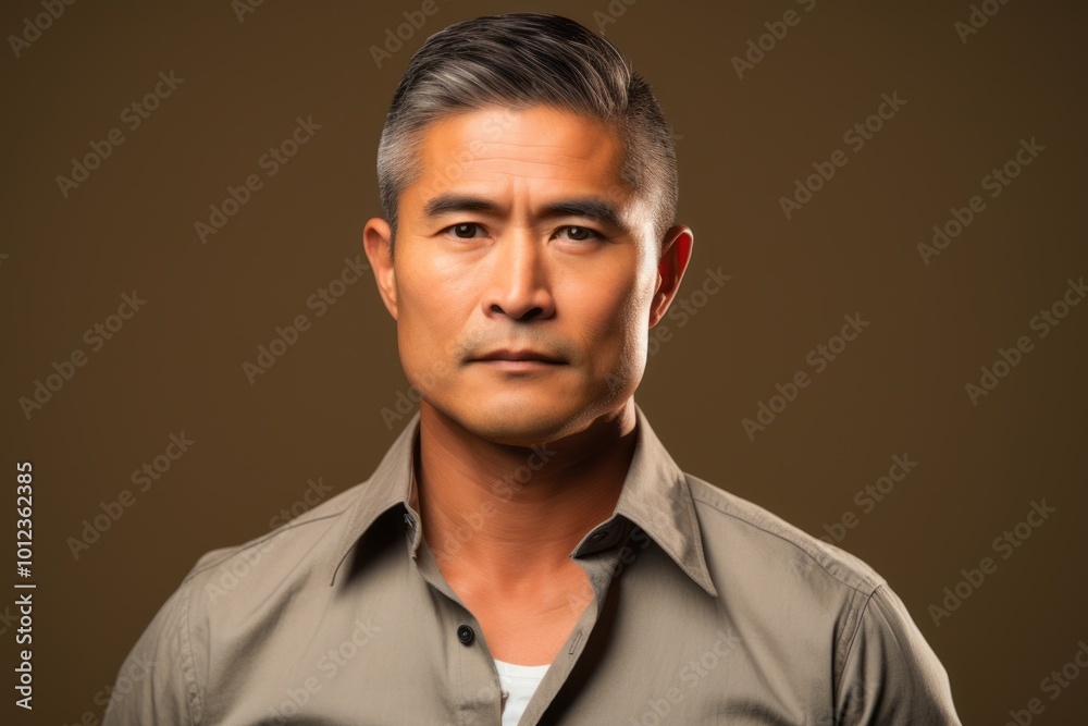 Portrait of a handsome asian man on a brown background. Portrait of a handsome asian man on a brown background.