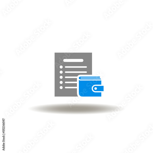 Vector illustration of financial order or document list and wallet. Symbol of 401k retirement.