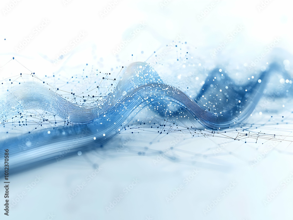 Abstract Background with Blue Data Wave and Network