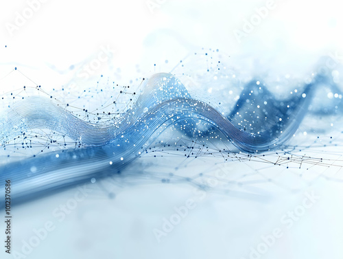 Obraz na płótnie Abstract Background with Blue Data Wave and Network w salonie