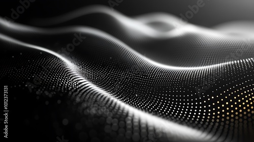 Abstract digital wave with glowing particles, dynamic and futuristic background.