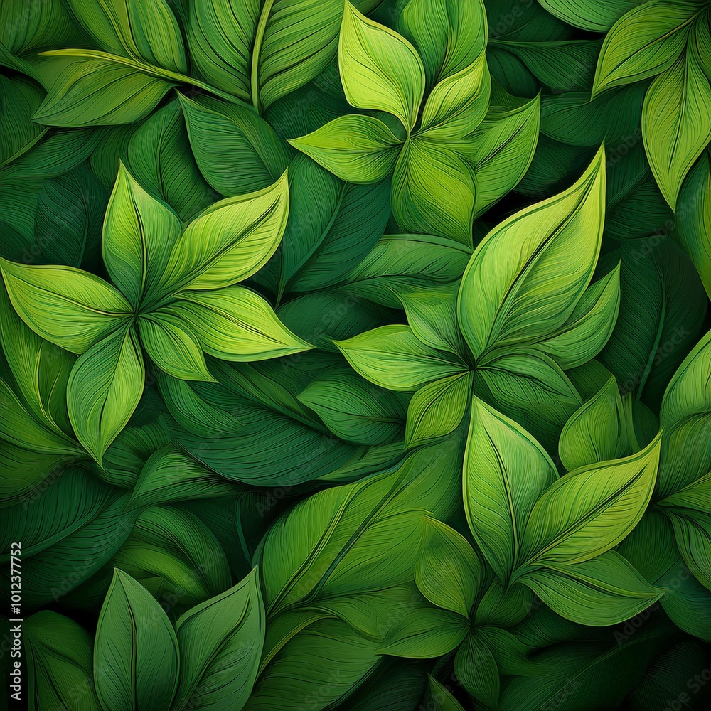 Fototapeta premium Vibrant Tropical Leaves Texture as an Abstract Green Background