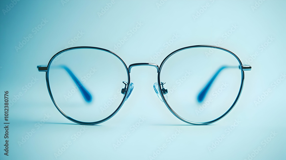 Stylish Glasses Photo on a Blue Background Stylish Glasses Photo on a Blue Background