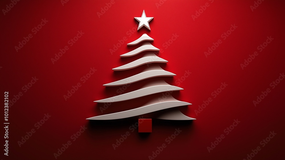 A stylish minimalist Christmas tree design on a vibrant red background, perfect for modern holiday greeting cards, seasonal branding, and creative Christmas content A stylish minimalist Christmas tree design on a vibrant red background, perfect for modern holiday greeting cards, seasonal branding, and creative Christmas content
