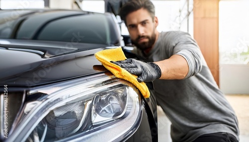 Car detailing concept. Auto cleaning and polish.