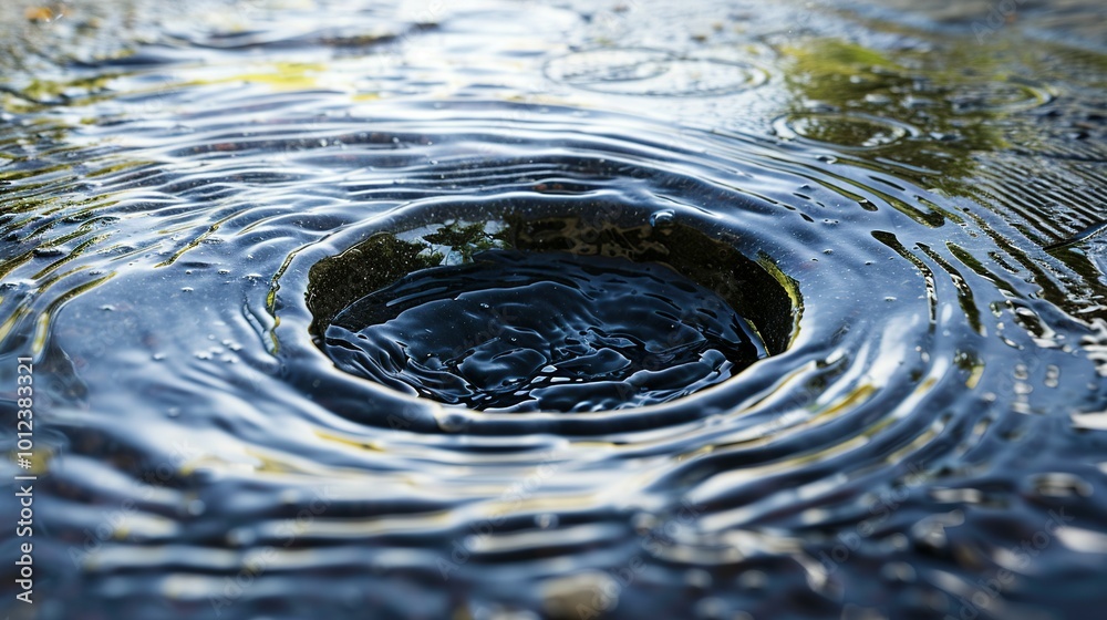 Close-Up of Water Ripples After a Drop Hits the Surface Close-Up of Water Ripples After a Drop Hits the Surface