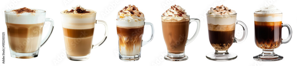 Latte drinks png cut out element set Latte drinks png cut out element set