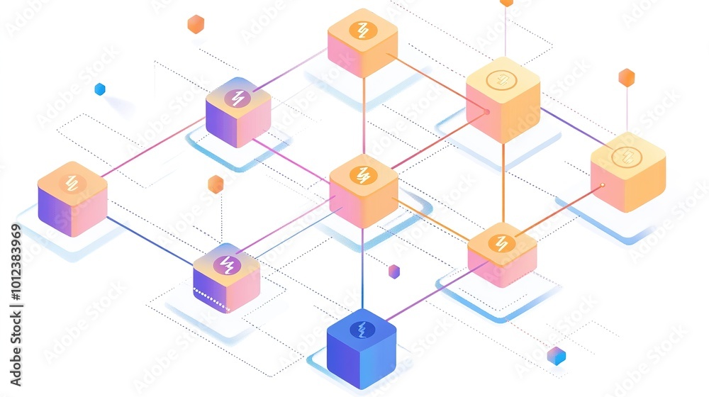 A detailed blockchain network diagram illustrating the interconnected nodes and decentralized architecture of a blockchain system. This graphic representation highlights the flow of information A detailed blockchain network diagram illustrating the interconnected nodes and decentralized architecture of a blockchain system. This graphic representation highlights the flow of information