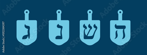 Hanukkah vector designs for earrings, pendant or keychain with dreidel shape. Jewelry silhouette laser cut template. Cnc cutting with metal, wood or leather. Jewish holiday bijouterie