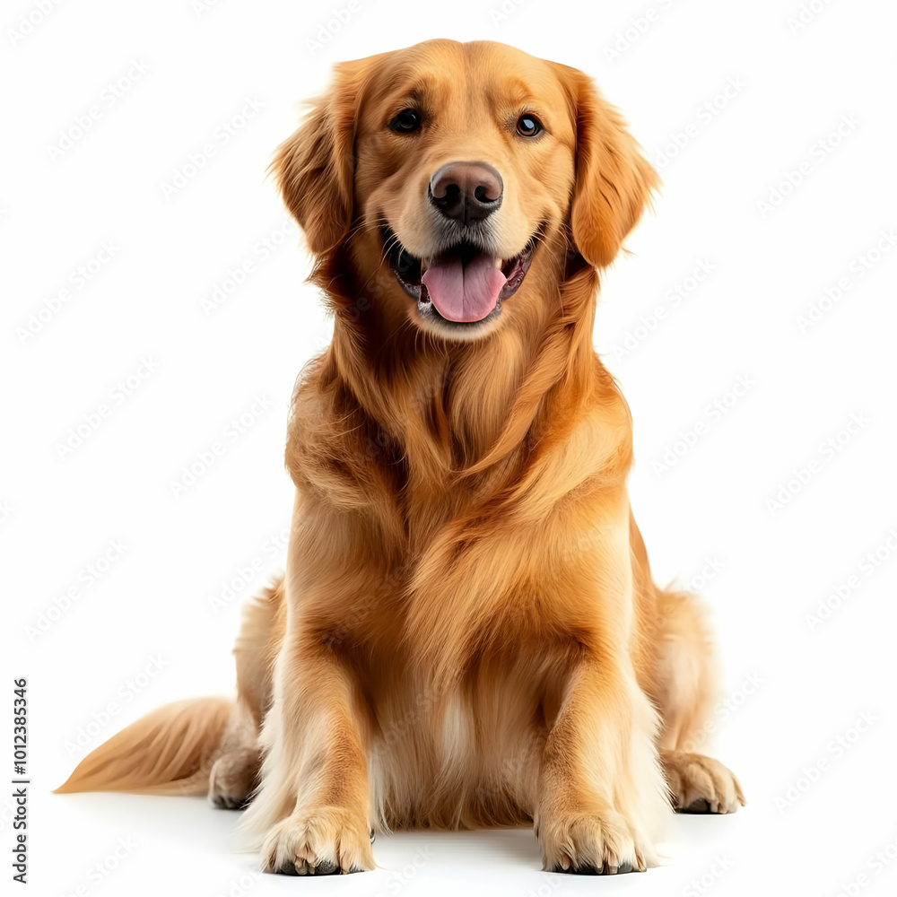 Happy Golden Retriever Dog Photo Isolated on White Happy Golden Retriever Dog Photo Isolated on White