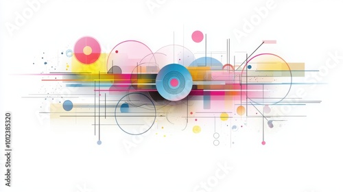 Abstract LGBTQ+ design with geometric shapes, pastel colors, and vibrant hues symbolizing diversity and unity in a minimalistic style.