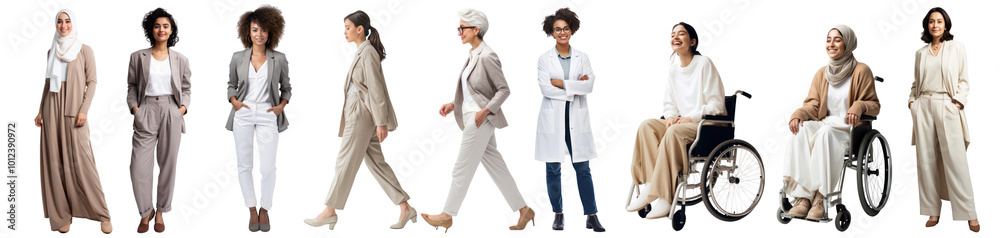 Diverse businesswomen full body png cut out element set Diverse businesswomen full body png cut out element set