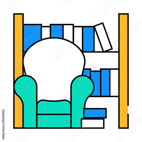 armchair library room furniture line icon vector. armchair library room furniture sign. isolated symbol illustration