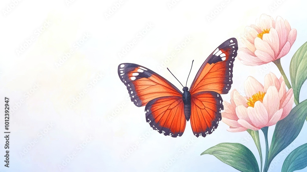 Butterfly perched on a vibrant flower Butterfly perched on a vibrant flower