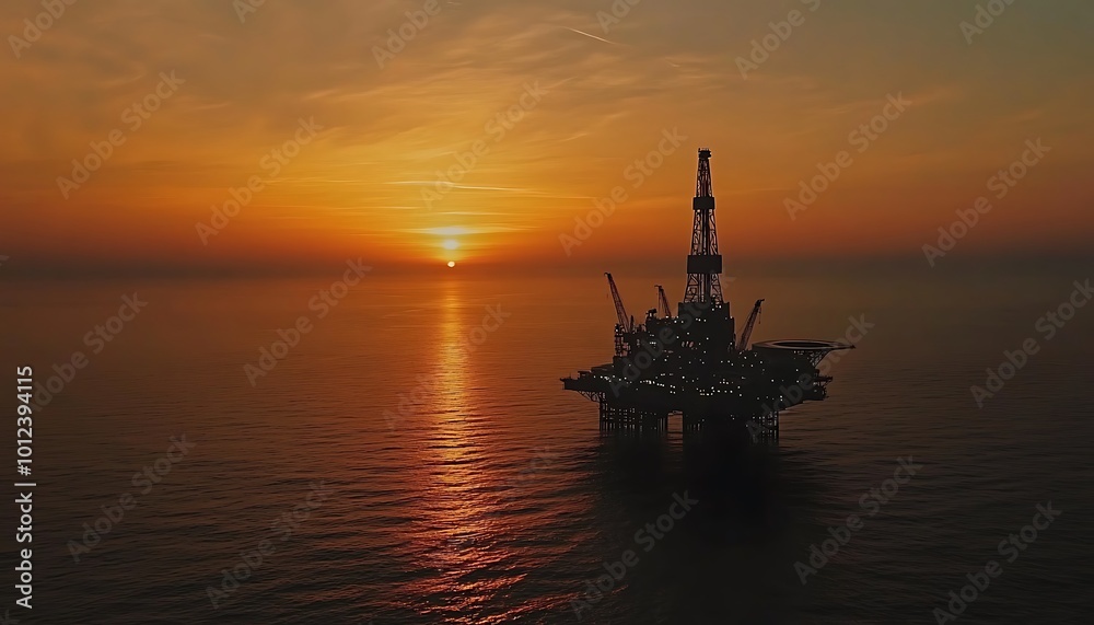 Oil Rig Silhouette at Sunset Oil Rig Silhouette at Sunset