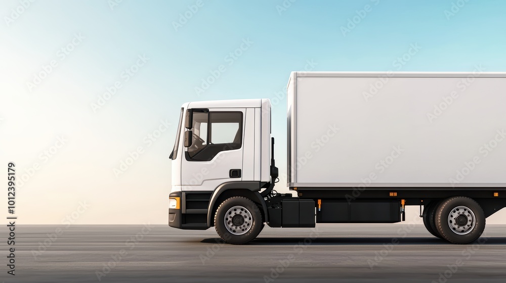 White delivery truck on open road White delivery truck on open road